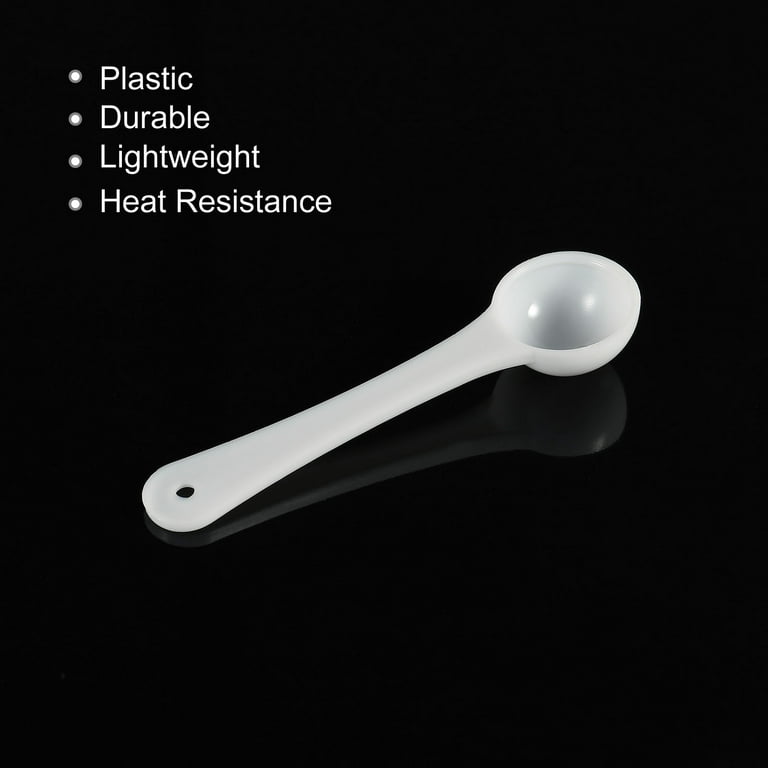 Uxcell Micro Spoons 1 Gram Measuring Scoop Plastic Round Bottom Mini Spoon with Hanging Hole 50 Pack, White