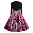 thumbnail image 4 of WTOBBY Women's Fashionable Retro Long-Sleeved Square-Neck Halloween Printed Evening Dress - Elegant and Glamorous Gown for Formal Events,Purple 4XL, 4 of 5