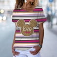 thumbnail image 1 of Tee Shirt Femme Oblique V-neck Women Clothes Summer Casual Disney Mickey Mouse Tshirts Short Sleeve Tops Korean Woman Y2k TopsXXXL Gao Jinjia LED, 1 of 2