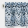 thumbnail image 2 of Woven Trends Geometric Chevron Light Filtering, Modern Living Room Half Rod Pocket with 100% Polyester, 3-Piece Window Kitchen Tier Pair Panels and Valance Set 58 x 36 Inches, Light Blue, 2 of 4