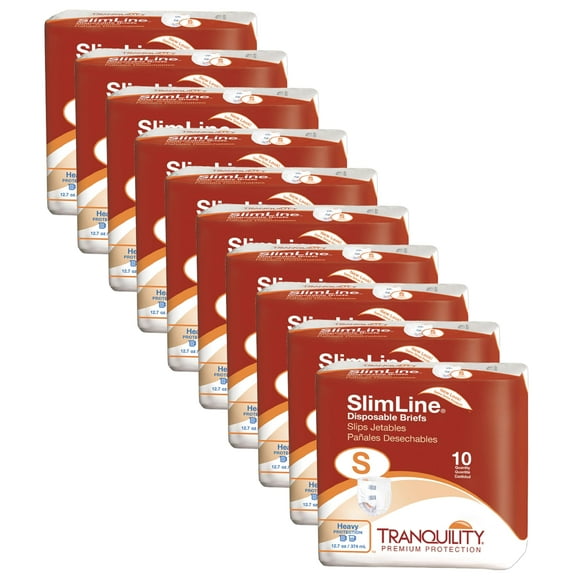 Tranquility Slimline Original Adult Disposable Brief, Adult Small, Incontinence Care with a Slimmer Fit, Peach Mat Core & Kufguard Technology for Max Comfort, Latex-Free,