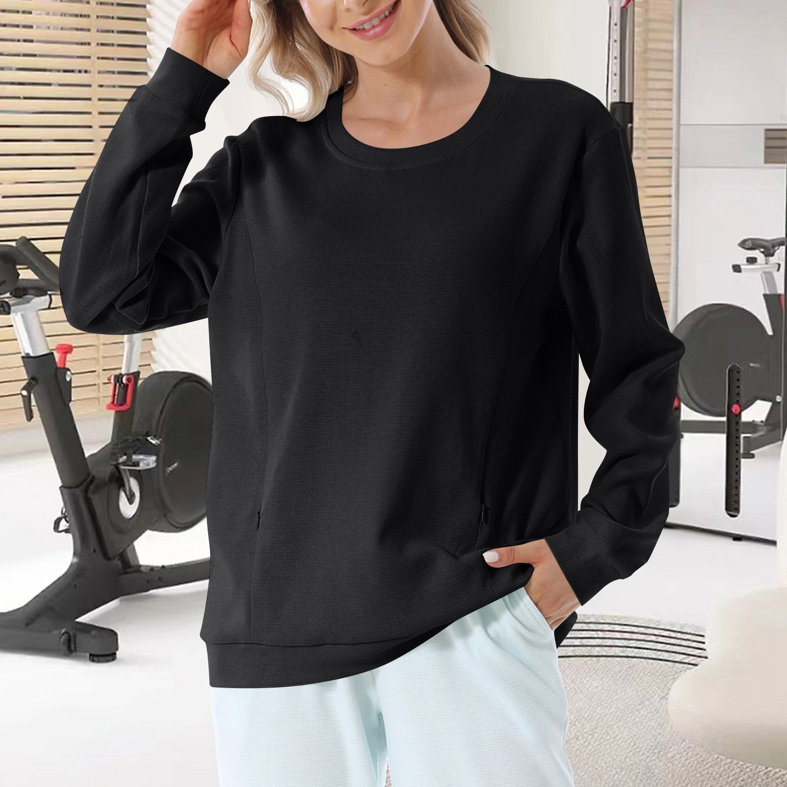 ylioge Maternity Tops for Women Pregnancy Plus Size S-4X Long Sleeve Sweatshirts with Zipper Pullover Solid Color Crewneck Nursing Sweatshirt Shirts