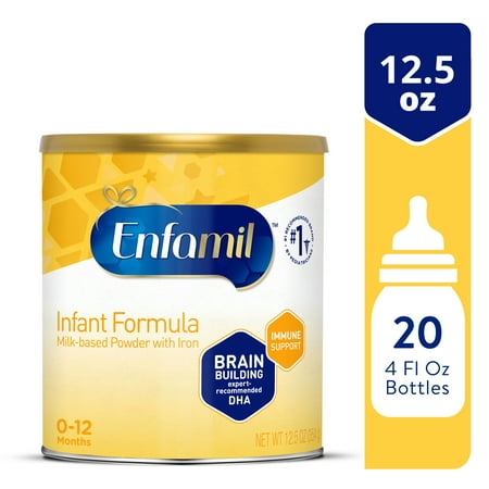 Enfamil Infant Formula, Milk-based Baby Formula with Iron, Brain-Building Omega-3 DHA & Choline, Dual Prebiotic Blend for Immune Support, Baby Milk, 12.5 Oz Powder Can