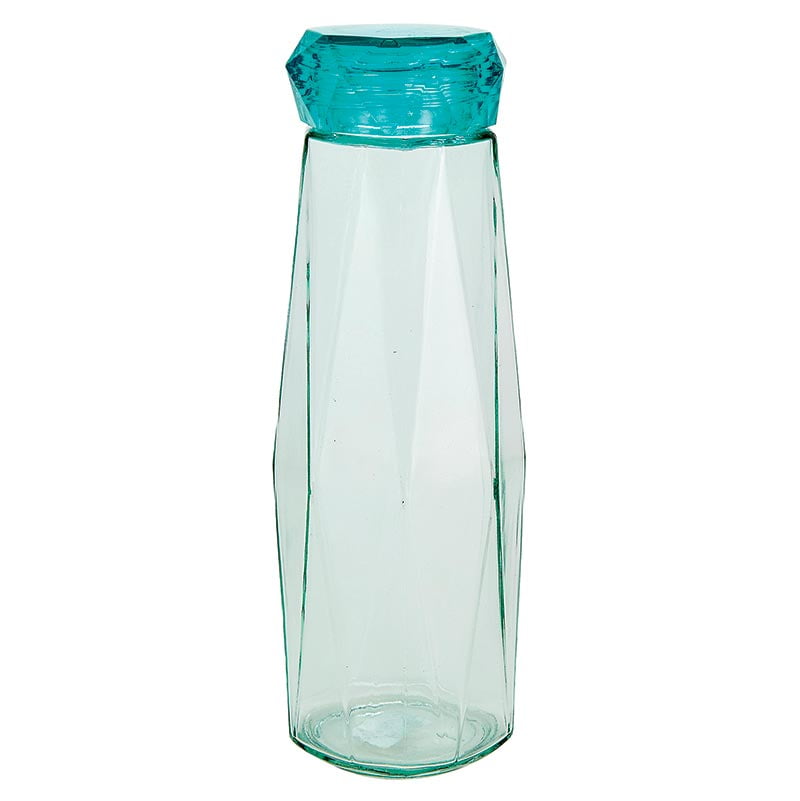 Slant Collections Aqua Blue Faceted Glass Diamond Water Bottle | 16 oz