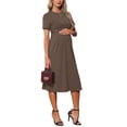 thumbnail image 4 of INSPIRE CHIC Women's Mother's Days Maternity Dress A Line Crewneck Short Sleeve Stretchy Summer Office Work Midi Pregnancy Dresses M Brown, 4 of 6