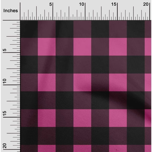 oneOone Polyester Lycra Pink Fabric Gingham Check Diy Clothing Quilting Fabric Print Fabric By Yard 56 Inches Wide