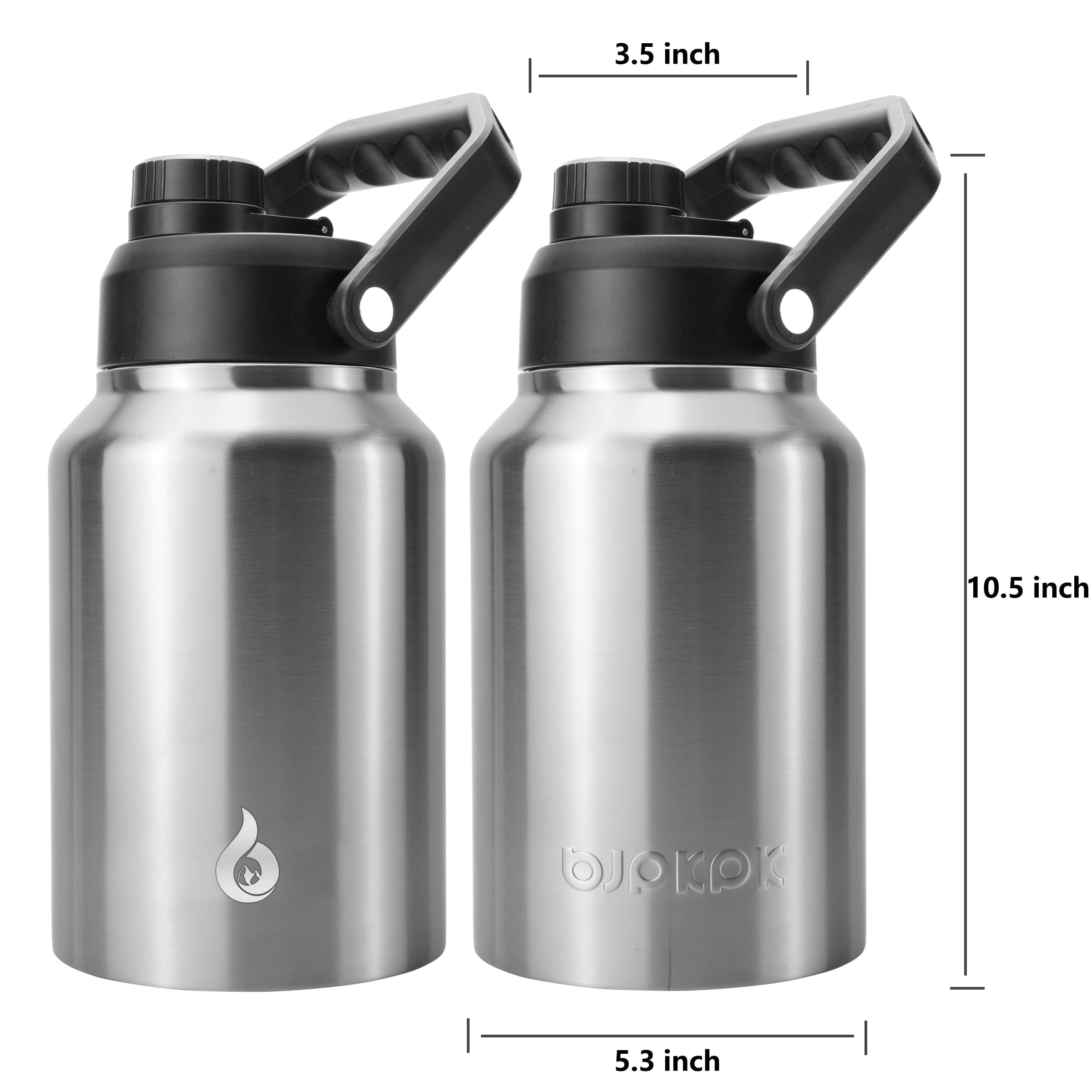 BJPKPK Isolierte Wasserflasche 128 Oz – Edelstahl-Thermoskanne, BPA-frei, Mit Griff, Spülmaschinenfest