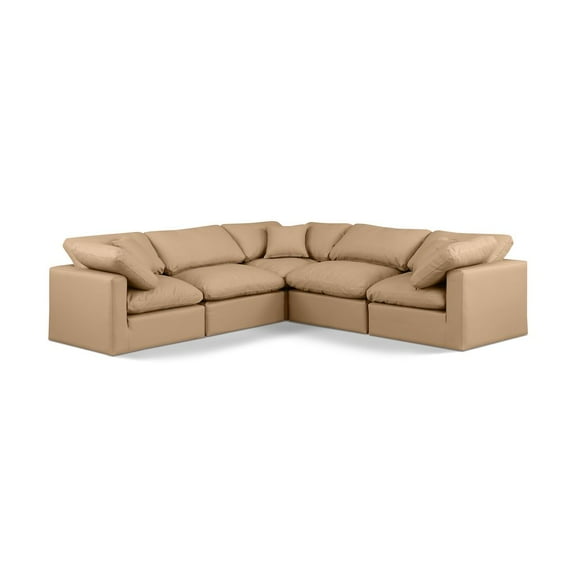 Meridian Furniture Indulge 158.5" Tan Vegan Leather L-Shaped Modular Sectional