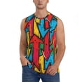thumbnail image 2 of Lsque Colorful Arrow Graffiti Pattern Print Men's Cotton Blend Sleeveless Muscle Shirts (S-3XL)- Moisture Wicking, Odor Protection, UPF 30+,Small, 2 of 8