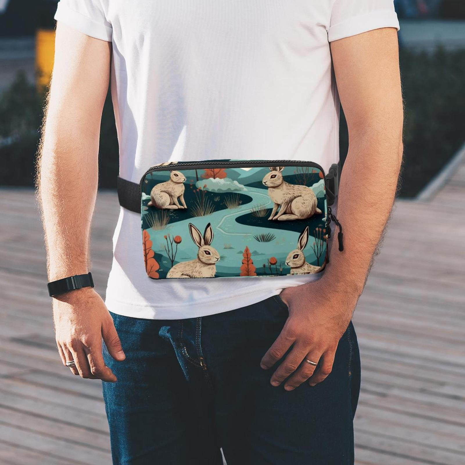 Rabbit Running Belt Waist Bag Fanny Packs, Lightweight Adjustable with Extension Strap, Unisex