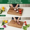 thumbnail image 3 of Acacia Wood Cutting Board – 20x15 Inch Large Chopping & Butcher Block with Juice Grooves, Handle, Charcuterie Tray for Meat, Fruit & Cheese, 3 of 9