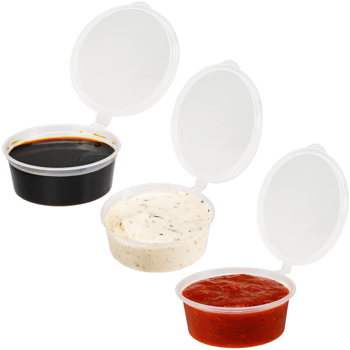 Plastic Takeaway Containers with Lids, 4 Oz Containers with Lids, 50Pcs Sauce Container, Clear