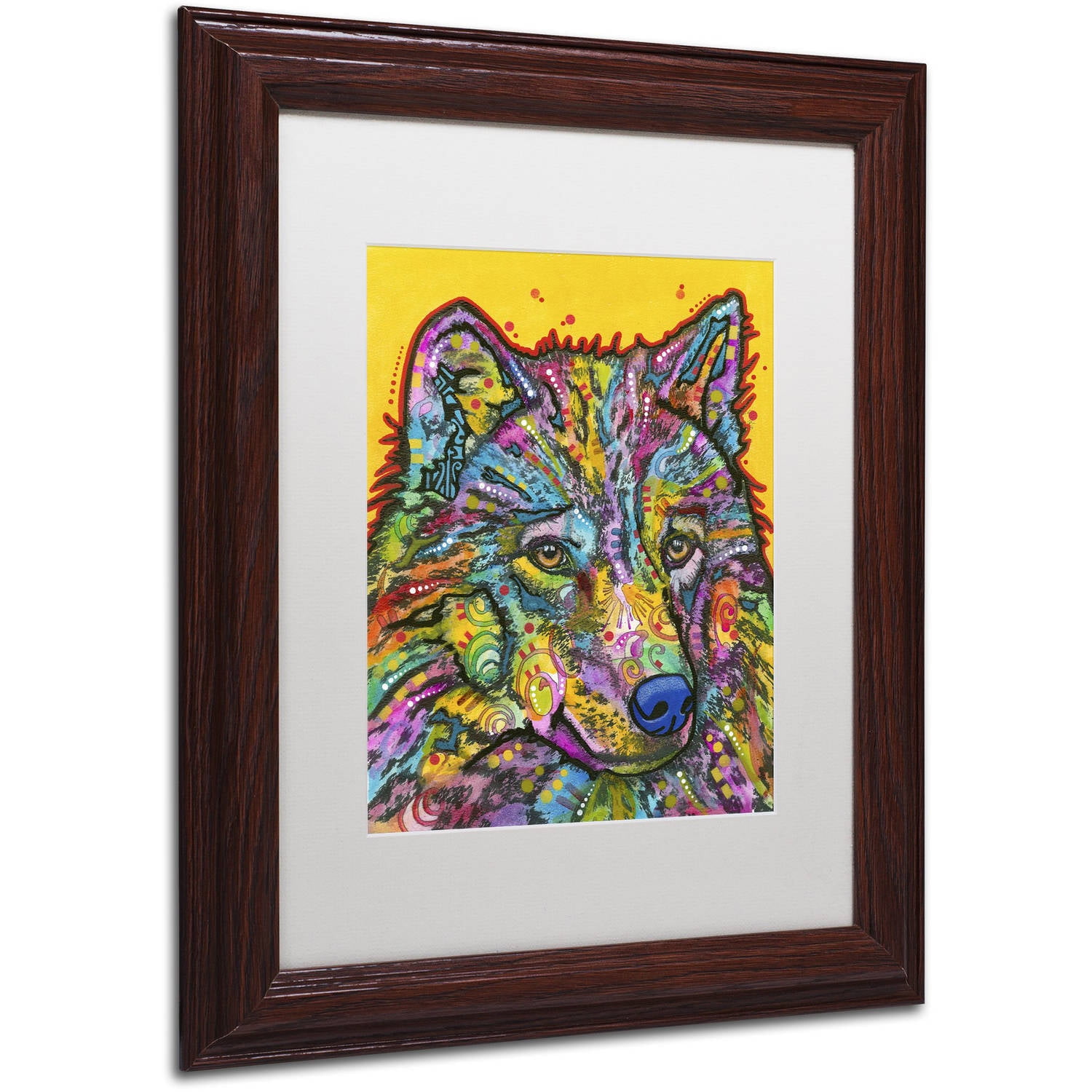 Trademark Fine Art "Wolf 2" Canvas Art by Dean Russo, White Matte, Wood Frame