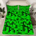 thumbnail image 2 of Feelyou Green Pixelate Miner Queen Sheet Sets, Retro Square Abstract Bed Set, 4pcs, 2 of 7