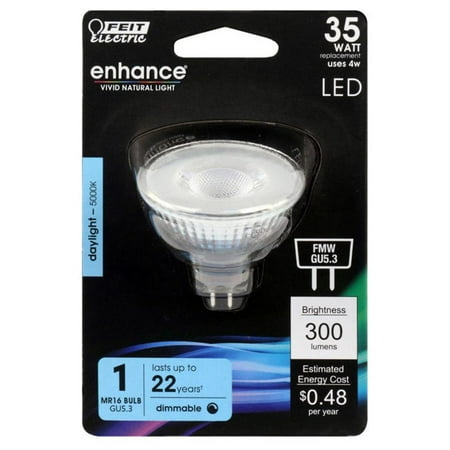 

2PC Feit Electric Enhance MR16 GU5.3 LED Bulb Daylight 35 W 1 pk