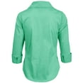 thumbnail image 3 of J. METHOD Women's Button Down Shirt 3/4 Sleeve Roll Up Stretch Collar Office Work Formal Casual Basic Blouse Top NEWT01 Mint XL, 3 of 6