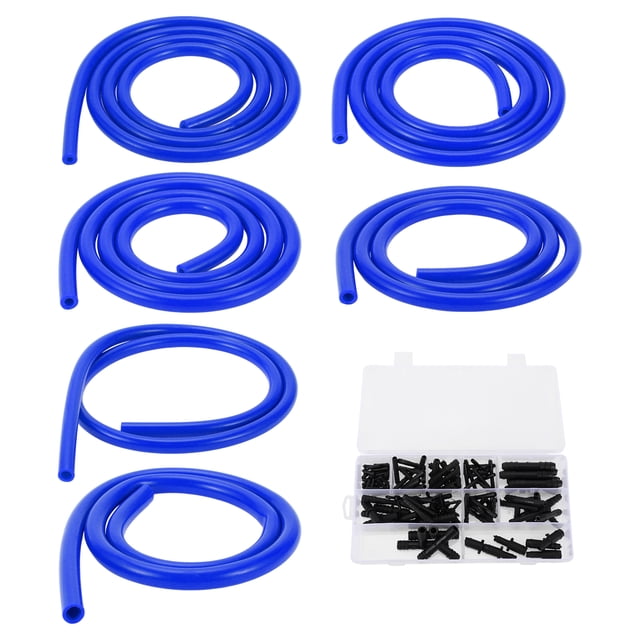 Manguera de vacío de silicona Unique Bargains para automóviles, línea de vacío de 3.3 pies, ID de 3/4/5/6/8/10 mm, grosor de 2 mm, alta temperatura, 1 juego, presión máxima de 130 PSI, azul