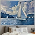 thumbnail image 2 of Orinice Sailboat Ocean Mountains Tapestry Wall Hanging Unique Style Graphic Tapestries Home Wall Decor Art Living Room Bedroom Apartment Farmhouse Dorm 60x50inch, 2 of 6