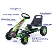 Costway Go Kart 4 Wheel Pedal Powered Kids Ride On Toy w/ Adjustable Seat Green