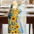 thumbnail image 3 of Sunflower Mountain 120 Inch Table Runner, Summer Watercolor Botanical Farmhouse Dresser Scarf Cotton & Linen Tablerunner for Dining/Kitchen Island/Holiday Party Décor 13" x 120", 3 of 9