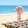 thumbnail image 1 of Rechargeable Handheld Misting Fan, Portable Cooling Device With Adjustable Angle and Transparent Water Tank, for Travel and Outdoor Use, Pink, 1 of 6