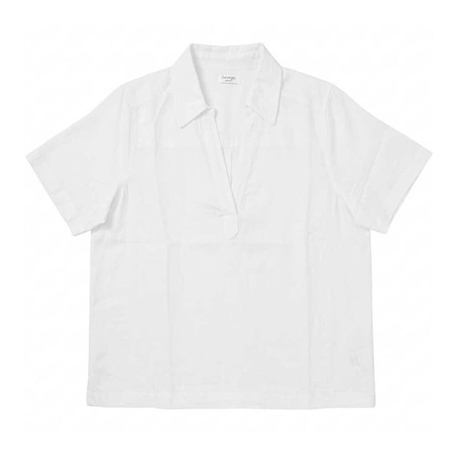 Blusa George para Mujer Cuello Polo Manga Corta Blanco Talla CH