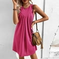 thumbnail image 4 of Buigttklop Dress for Women 2024 Women'S Casual Summer Sleeveless Off The Shoulder Solid Round Neck Dress, 4 of 5