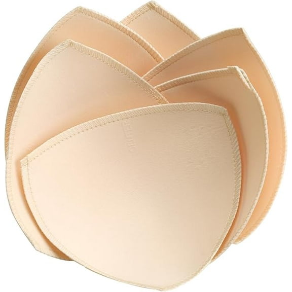 ZestMode 3Pairs Beige Sewn Bra Pads Inserts for Women's Sports Yoga Bra to Hide or Bra Inserts Push Up