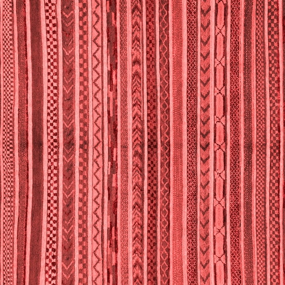 Ahgly Company Machine Washable Indoor Square Abstract Red Modern Area Rugs, 7' Square