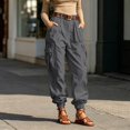 thumbnail image 6 of RUTAYY Women's Pants High Waist Wide Leg Solid Color Cargo Bottoms Loose Fit Casual with Pockets Comfortable Everyday Wear Elegant Travel Trousers, 6 of 6