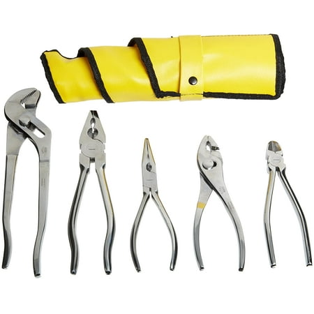 

10381 Stainless Steel Pliers Set 5-piece In Roll Up Pouch