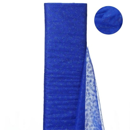 Royal Blue Tulle - 54 inch x 15 yards Glittered Polka Dot Tulle Fabric Bolt - Royal Blue