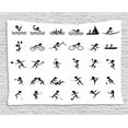 thumbnail image 1 of Olympics Decorations Tapestry, Summer Sport Icons Collection Boating Boxing Swimming Shooting Image, Wall Hanging for Bedroom Living Room Dorm Decor, 60W X 40L Inches, Black White, by Ambesonne, 1 of 2