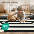thumbnail image 4 of ODIKA 9'x12' Washable Area Rug Non-Slip, Chair-Friendly Entryway Distressed Ivory Checkered Bold Stripe Bahroom Bathroom for Dining Room, Basement, Large Office, 4 of 7