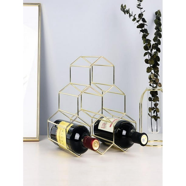 6 Bottles Metal Wine Rack Countertop Freestand Wine Storage Holder Space Saver