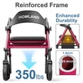 thumbnail image 2 of Andadores HOMLAND para personas mayores con asiento, andador plegable con ruedas, marco de aluminio reforzado, ruedas grandes de goma de 20 cm para todo terreno, andador ligero con ruedas y altura aju, 2 of 5