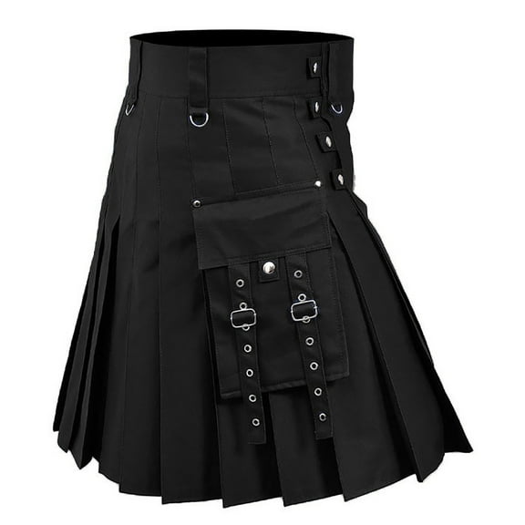 SJLDQY Mens Kilt Fashion Party Performance Kilt for Men Solid Color Loose Hallowmas Show Skirt