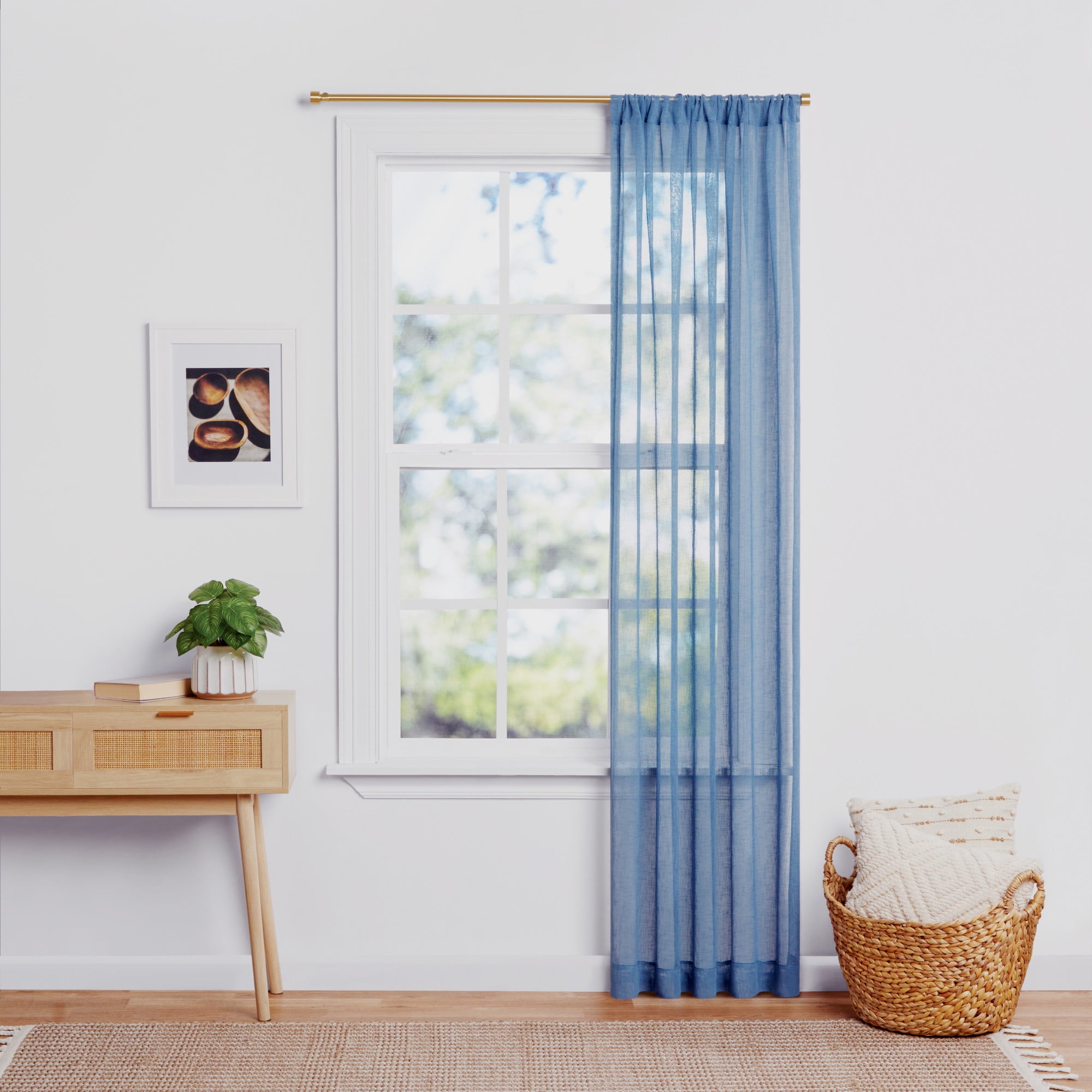Mainstays Bel Air Indoor Curtain Single Panel, Pole Top, Blue Moonlight, Polyester, 50"W x 84'L, Adult