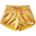 thumbnail image 3 of Zaldita Kids Girls Metallic Dance Shorts Gymnastics Shorts Sparkle Tumbling Bottoms Drawstring Athletic Shorts Dancewear Gold 110, 3 of 7