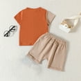 thumbnail image 5 of Otqutp Toddler Baby Boy First Birthday Outfit Short Sleeve Shirt Elastic Waist Shorts Sets Cute Summer Birthday Clothes 2Pcs for 0 To 4 Years(Khaki,3-4 Years), 5 of 6