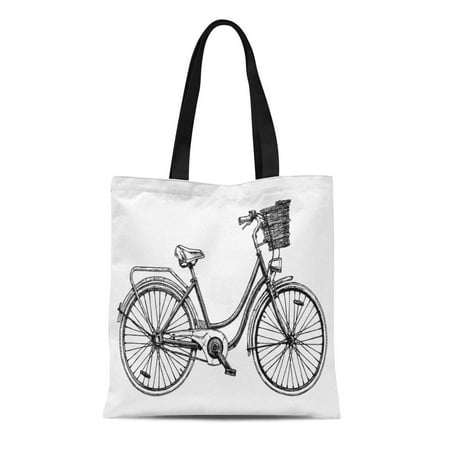 ASHLEIGH Canvas Tote Bag City Bicycle in Ink Bike Step Through Pannier Durable Reusable Shopping Shoulder Grocery (Best Panniers For Grocery Shopping)