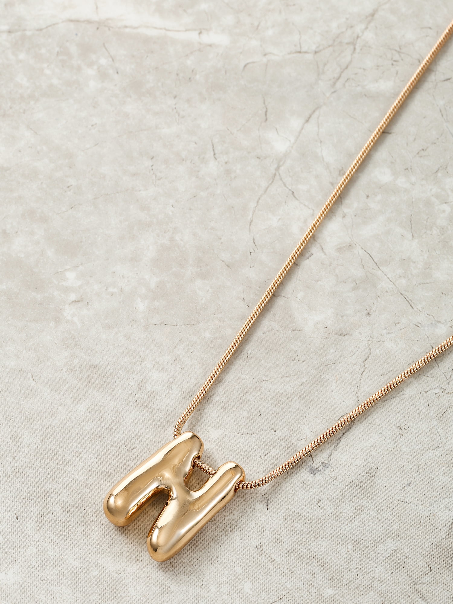 No Boundaries Goldtone Initial Bubble Letter Necklace, 1 Piece, Letter N