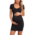 thumbnail image 2 of QSAWXQZ Women's Maternity Dress Crew Neck Short Sleeve Bodycon Mini Dress for Summer M, 2 of 7