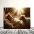 thumbnail image 6 of 2D Flat, 1pc Baby's First Christmas Wooden Frame Canvas Wall Art - Nativity Scene with Baby, Lamb & - Modern Vintage Decor, Horizontal Wrapped Frame, 6 of 9