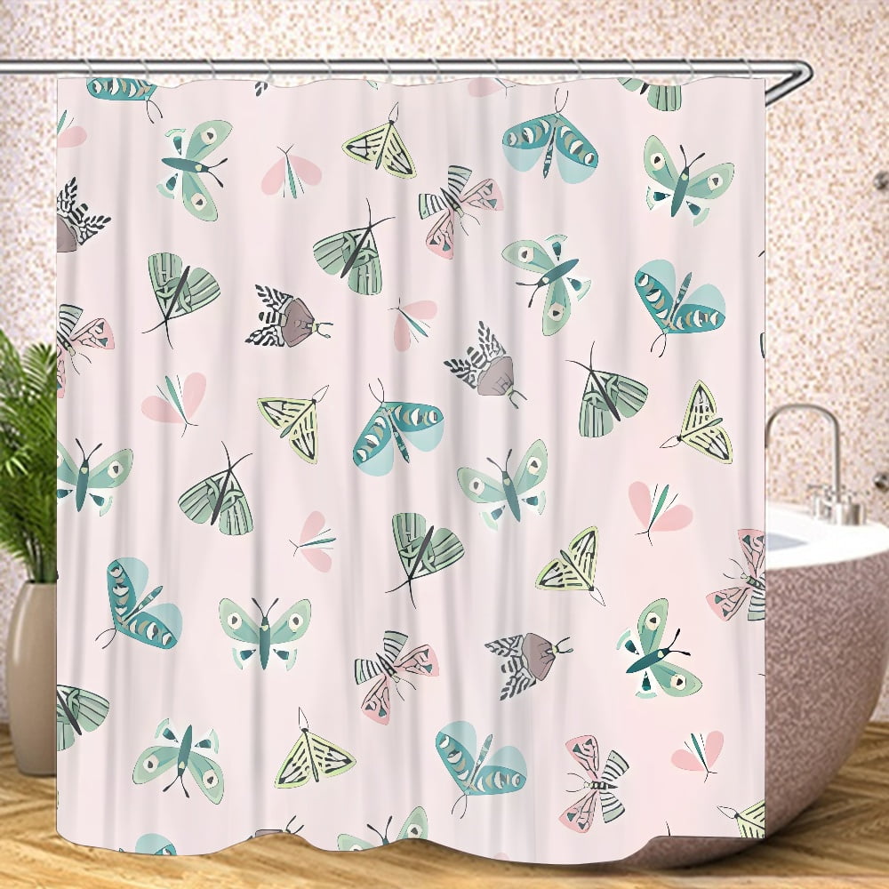 FUNOA Shower Curtain Modern Geometric Leaves Plant Basics Fabric