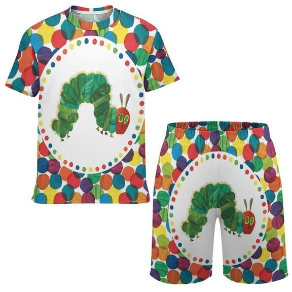 Kids Hungry Caterpillar T Shirt Shorts Set 2 Piece Graphic Short Sleeve Outfit Set for Boys Girls