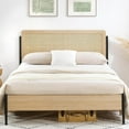 thumbnail image 1 of Metal Bed Frame with Rattan Headboard and Wooden Footboard,Bohe Style Platform Bed Frame with Underbed Storage Space,Noiseless,No Spring Box Needed, Oak, 1 of 8