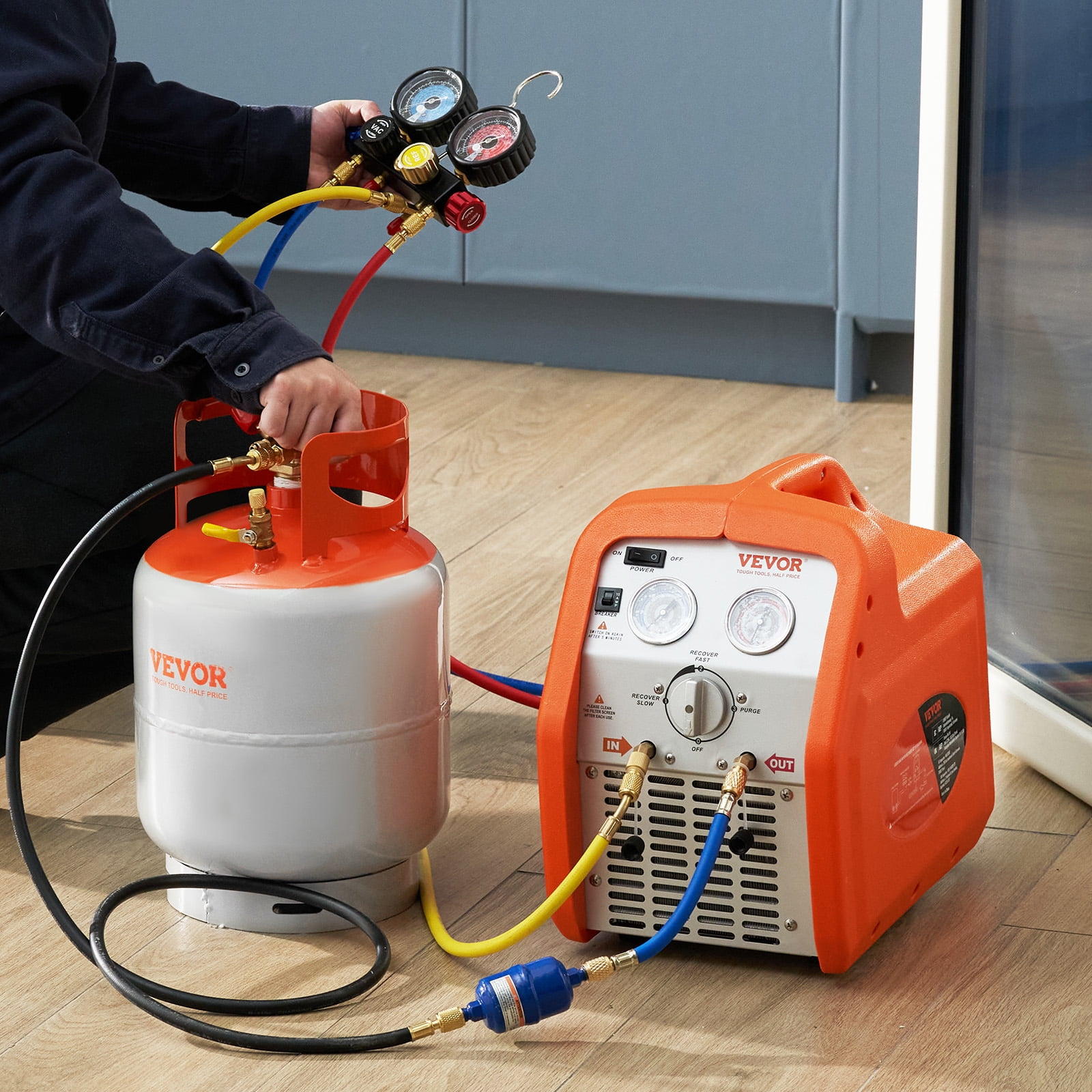 Refrigerant Recovery Reclaim 30/50lb Tank 3/4/1HP Recovery Machine