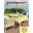 thumbnail image 5 of Outdoor Tablecloth with Umbrella Hole for Patio/Picnic/Party/Camping, Summer Fruits Waterproof Table Cloth Rectangle Table Cover Washable, Watercolor Lemon Leaves Wreath Yellow Plaid (54"x 80"), 5 of 8