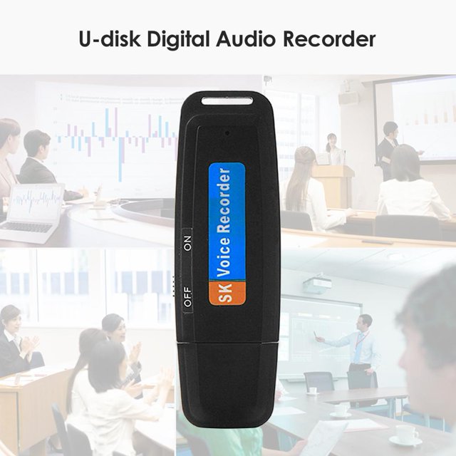 SK001 Portable U Disk TF Card USB Digital Audio Voice Recorder Pen (Negro)